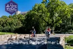 Drei Radfahrer auf Alme Radweg